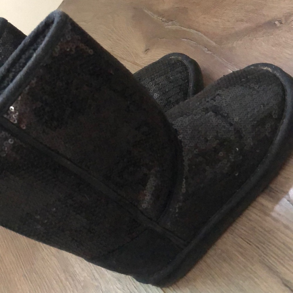 Baby Girl Sequin Faux Fur Mid Calf Shearling Boots